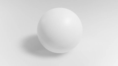 Beyaz gri arkaplanda beyaz mükemmel küre, yumuşak minimal 3D oluşturma tasarımı.