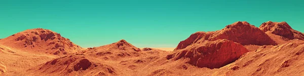 Panorama Paisagem Marte Renderização Terreno Planeta Mars Imaginário Deserto Laranja — Fotografia de Stock