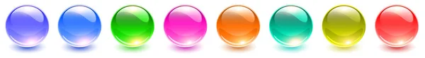 一套彩色球体 闪闪发光的3D彩色玻璃球集合 彩色矢量插图 — 图库矢量图片