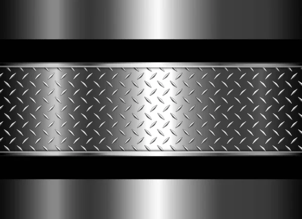 Hintergrund Silber Metallic Auf Schwarz Chrom Vektor Design Mit Diamantblech — Stockvektor