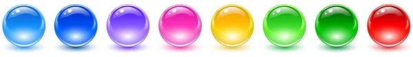 一套彩色球体 闪闪发光的3D彩色玻璃球集合 彩色矢量插图 — 图库矢量图片