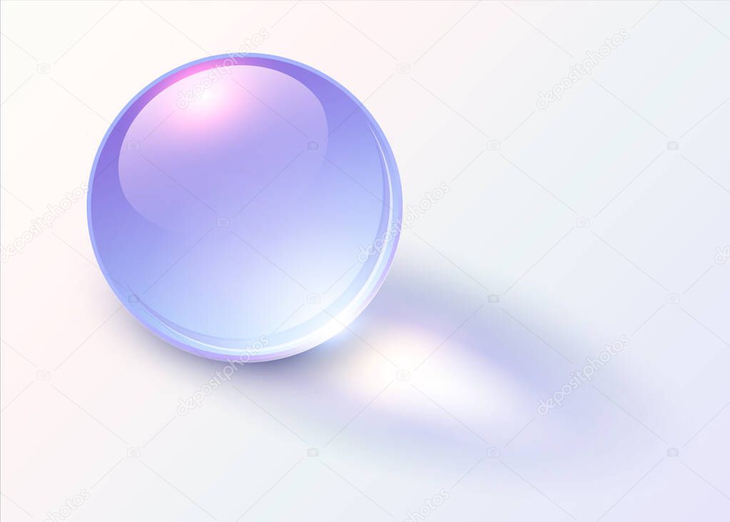 Background with shiny blue sphere, 3D glossy ball dynamic vector illustration.