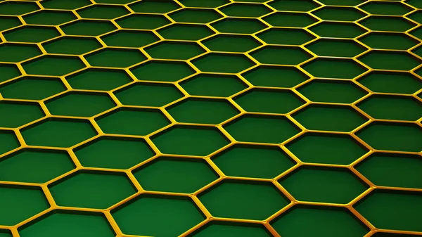 Bakgrund Med Hexagoner Mönster Guld Bikaka Struktur Grön Bakgrund Teknik — Stockfoto