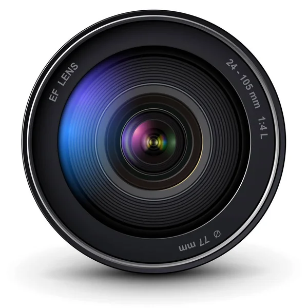 Camera Photo Lens Icon Realistic Technology Symbol Design — Stock Vector