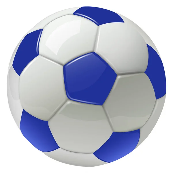 Ballon Football Isolé Icône Sphère Bleue Blanche Illustration Vectorielle Réaliste — Image vectorielle