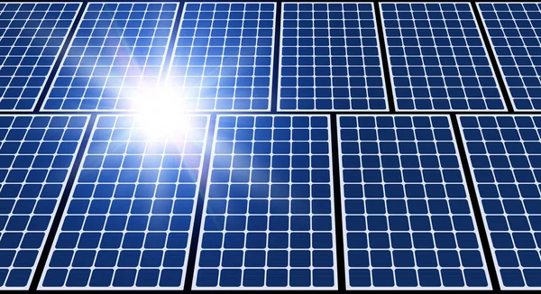 Solar Panels Sun Solar Energy Produstion Plant Vector Illustration — Stock Vector