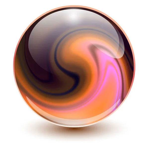 Cristal Esfera Vidrio Marrón Con Forma Espiral Abstracta Interior Bola — Vector de stock