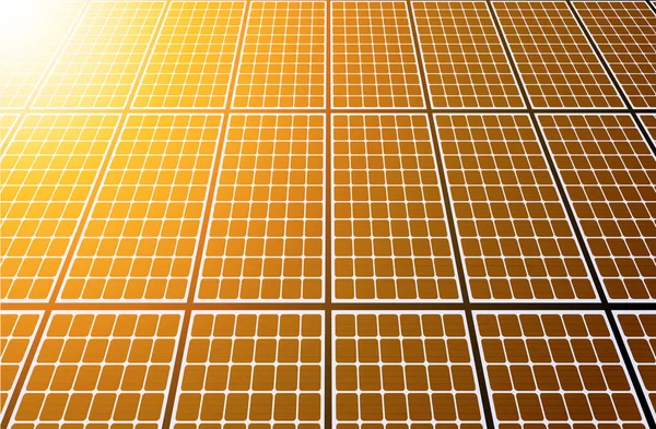 Solpaneler Bakgrund Orange Sol Och Solenergi Produstion Växt Vektor Illustration — Stock vektor