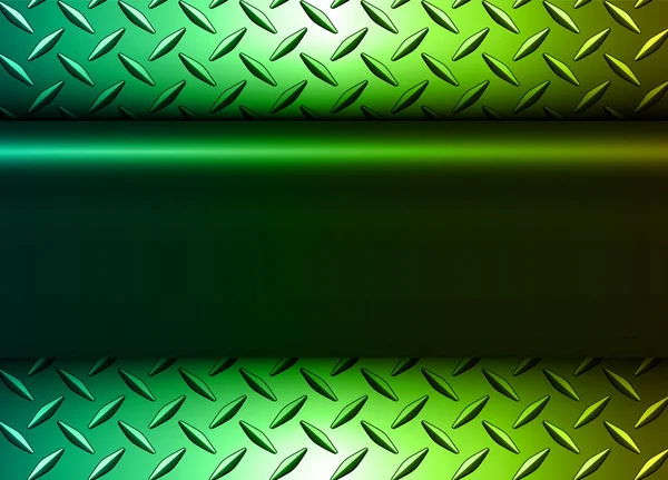Fundo Verde Metálico Design Vetorial Com Placa Diamante Textura Chapa — Vetor de Stock
