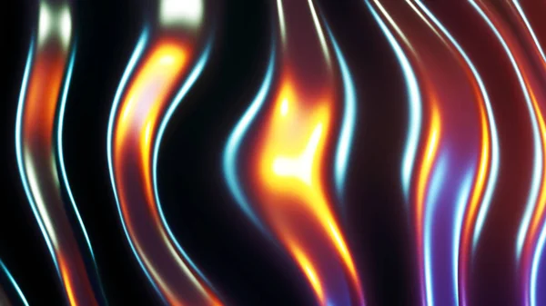 Fondo Abstracto Ondas Metálicas Líquidas Oscuras Con Luces Colores Neón — Foto de Stock