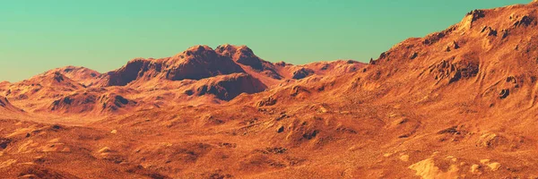 Panorama Paisagem Marte Renderização Terreno Planeta Mars Imaginário Deserto Laranja — Fotografia de Stock