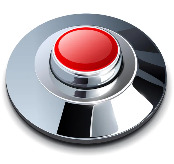 Красная хромированная кнопка — стоковый вектор