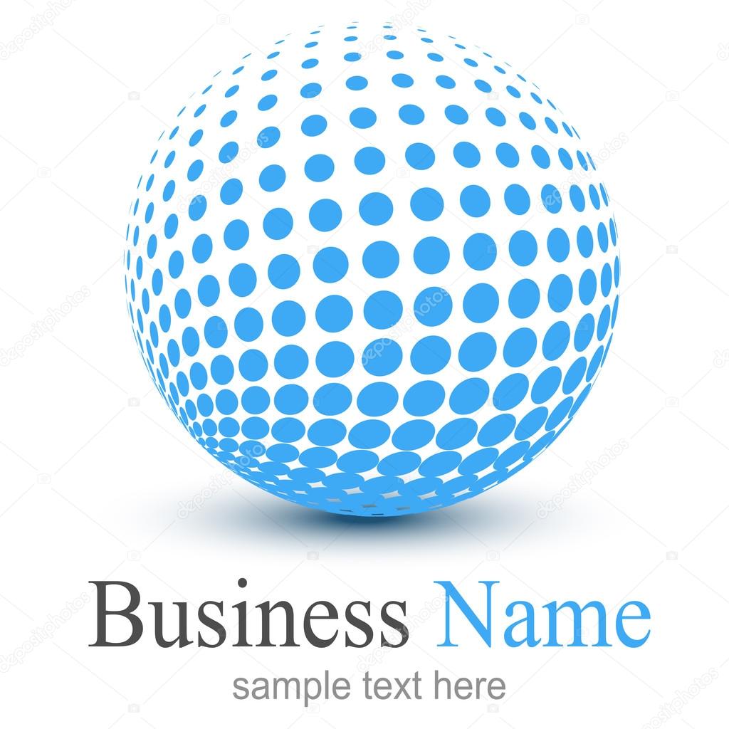 Logo, abstract sphere with halftone shape, vector 3D design.