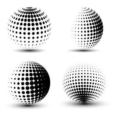 3D vector halftone spheres clipart