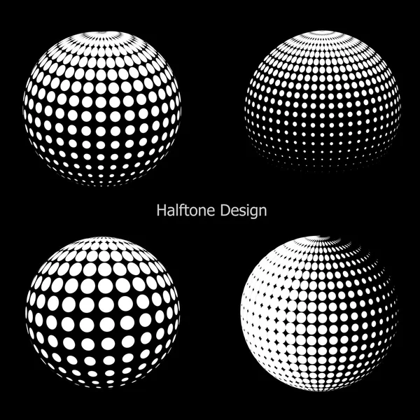 3D-vector halftoon bollen — Stockvector