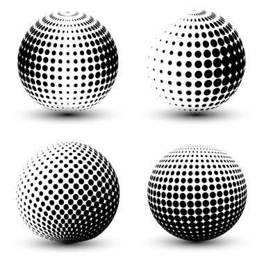 3D vektör yarı ton küreler