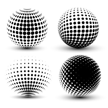 3D vektör yarı ton küreler