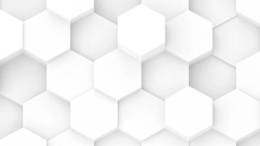 White hexagons abstract background,  honeycomb pattern light wallpaper, 3d render  illustration.