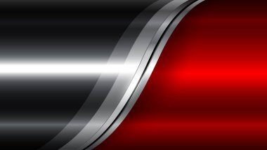 Dalgalı desenli gümüş kırmızı metal arka plan, teknoloji veya iş parlak krom metalik arka plan, vektör illüstrasyonu.