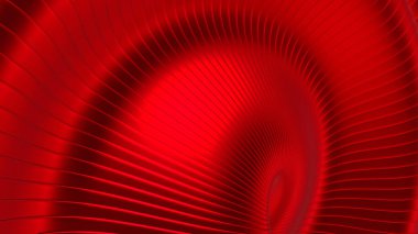 Kırmızı soyut çizgili arkaplan, dalgalı çizgili desen, üç boyutlu resimleme.