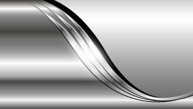 Dalgalı desenli gümüş arkaplan, iş gri metalik arkaplan, vektör illüstrasyonu.