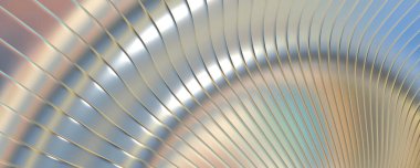 Soyut yanardöner desenli arka plan, dalgalı holografik mor çizgili desen, ilginç mimari asgari duvar kağıdı, 3D çizim çizimi.