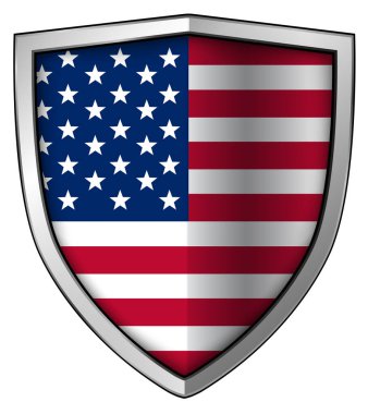 Kalkanda Amerika Birleşik Devletleri bayrağı, Amerikan egemenliğini sembolize eden ABD bayrağı, vektör tasarımı illüstrasyonu.