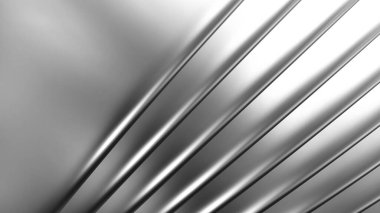 Gümüş renkli metal çizgili arka plan, dalgalı parlak krom metalik çizgiler, üç boyutlu çizim çizimi.