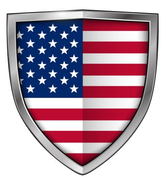 Kalkanda Amerika Birleşik Devletleri bayrağı, Amerikan egemenliğini sembolize eden ABD bayrağı, vektör tasarımı illüstrasyonu.