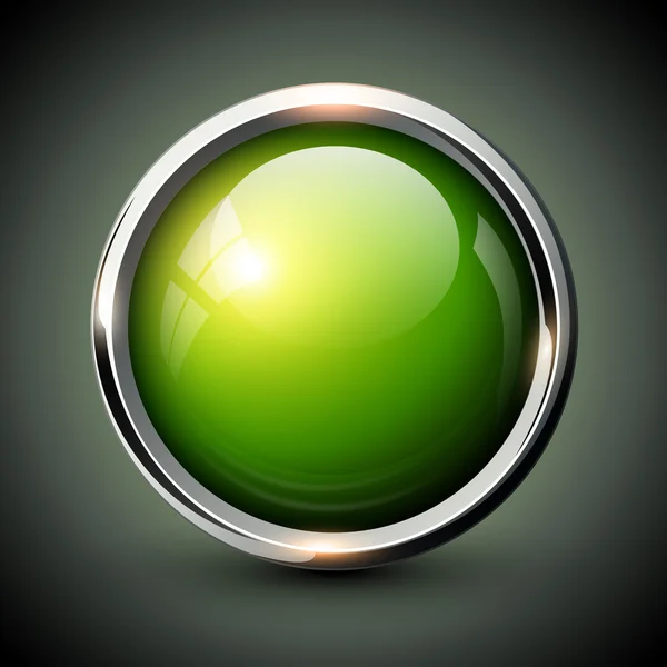 Bouton vert brillant — Image vectorielle