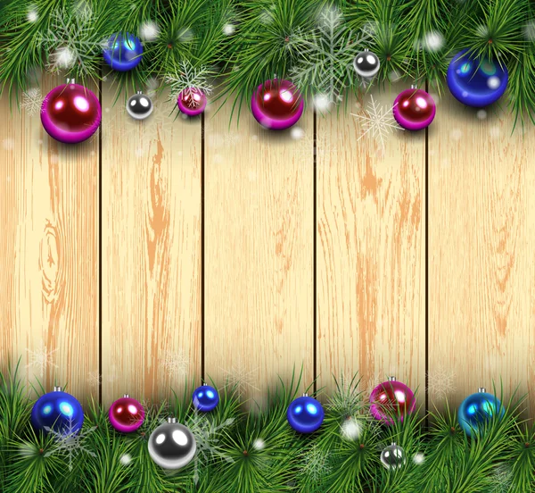 Christmas wooden background — Stock Vector