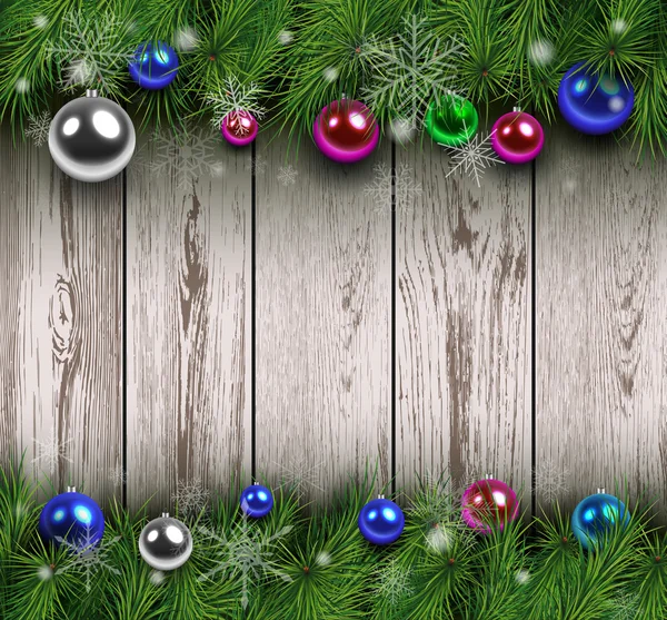 Kerst houten achtergrond — Stockvector