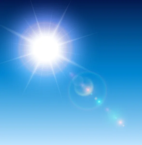 Солнце с бликом объектива — стоковый вектор