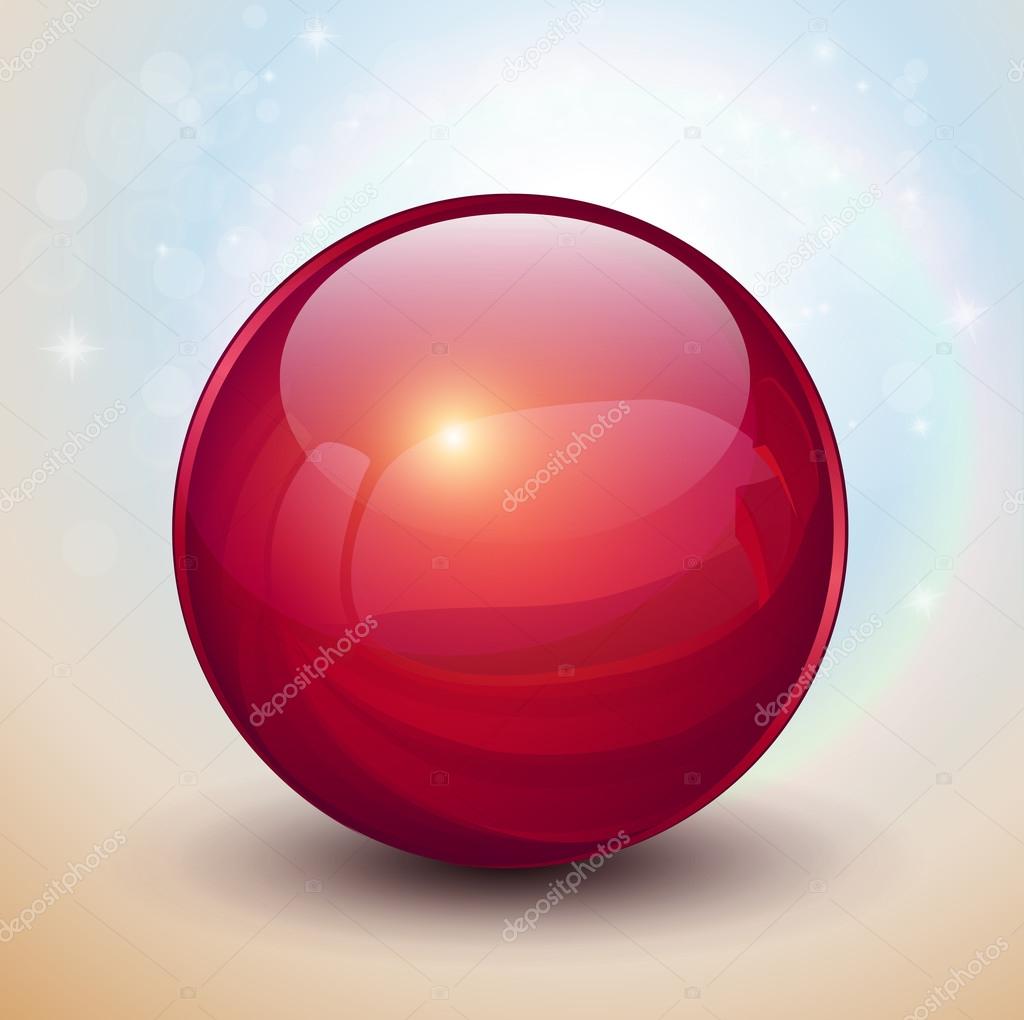 Background with red glass ball