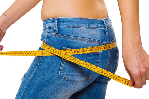 Measure after a successful diet — Stock Photo, Image