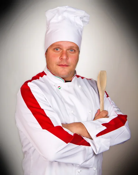 Egy szép chef, fehér — Stock Fotó