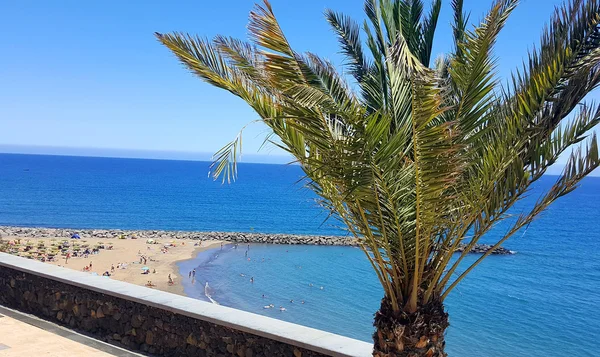 Weergave van zandstrand playa del ingles. Maspalomas. gran canaria — Stockfoto