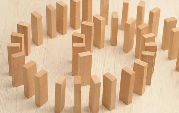 Row Wooden Domino Falling — Stock Photo, Image
