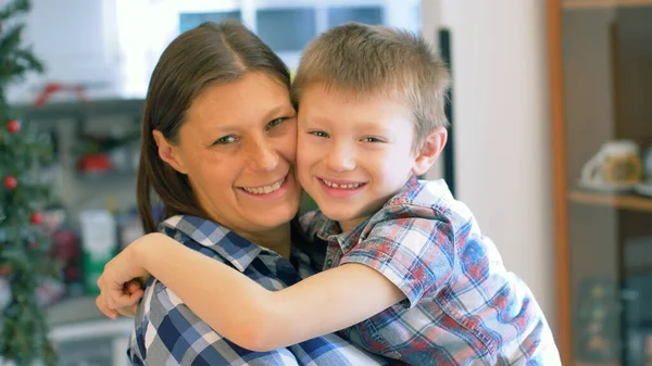 Mother Son Kissing Hugging Each Other Relationship Mother Son — Stock Photo, Image