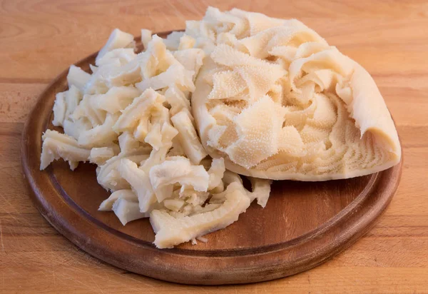 Tripe Pronto Para Ser Cozido Tábua Madeira — Fotografia de Stock