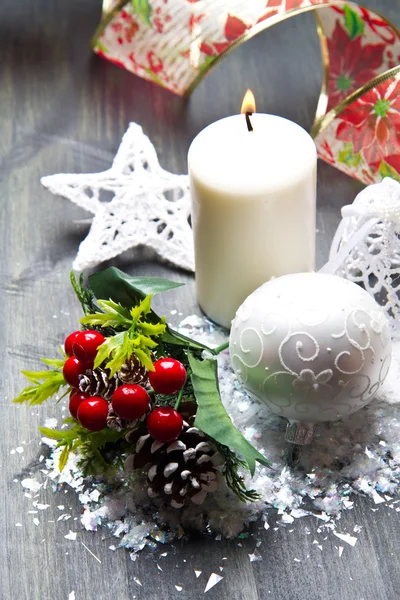 Witte Kerstmis decoratie — Stockfoto