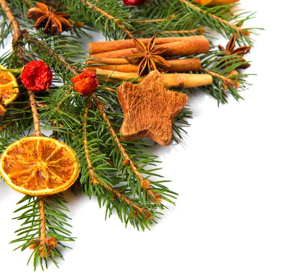 Christmas decoration, orange ,star anise and cinnamon — Stock Photo, Image