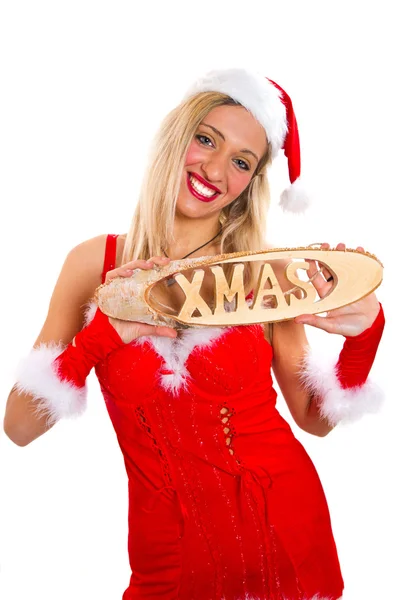 Porträt der schönen sexy Mädchen trägt Weihnachtsmann Kleidung — Stockfoto