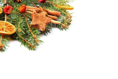 Noel dekorasyonu, portakal, yıldız anason ve tarçın