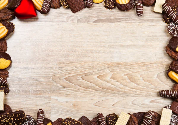Aftelkalender voor Valentijnsdag chocolade biscuit is achtergrond — Stockfoto