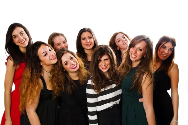 Group of girl friends isolated over a white background — Stock Photo, Image