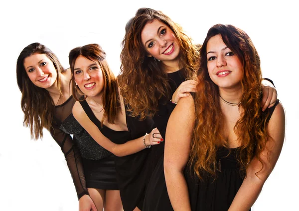 Group of girl friends isolated over a white background — Stock Photo, Image