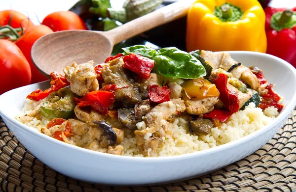 Bacalhau com carne e legumes — Fotografia de Stock