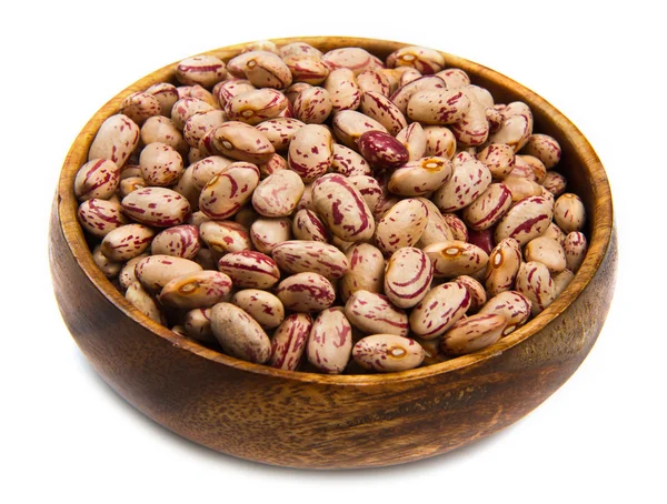 Pinto beans on wood bowl — Stock Photo, Image