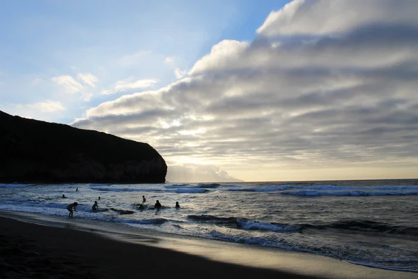 Plage aux azores au coucher du soleil — Photo